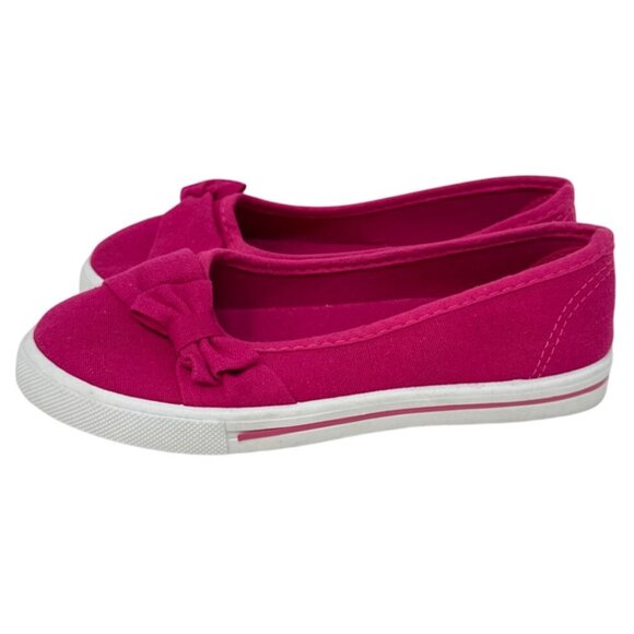 Rockland Girls Pink Canvas Slip-On Flats With Bow - Picture 3 of 6